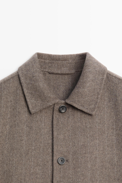 Massimo Dutti Полосатая куртка из двойной шерстяной смеси, норка