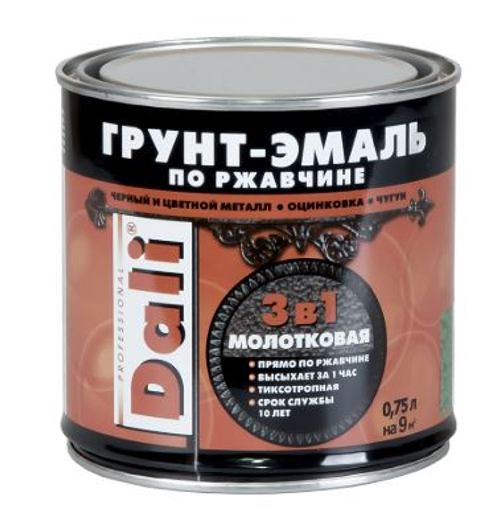 Грунт-эмаль по ржавчине молотковая 0,75л коричневый "Dali" 20405