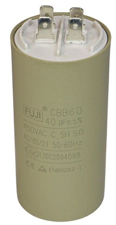 Конденсатор пусковой 450 В 40 мкФ FUJI CBB60 (2+2 PINS) 45x93мм