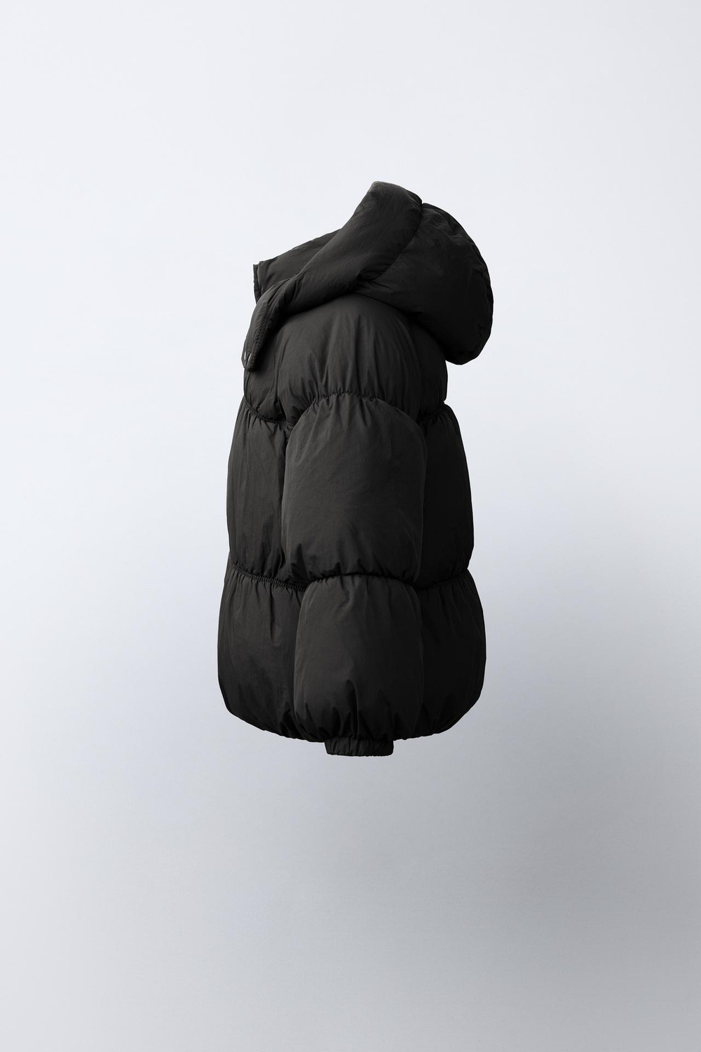 ZARA СТЕГАНАЯ КУРТКА WATER REPELLENT, ЧЕРНЫЙ