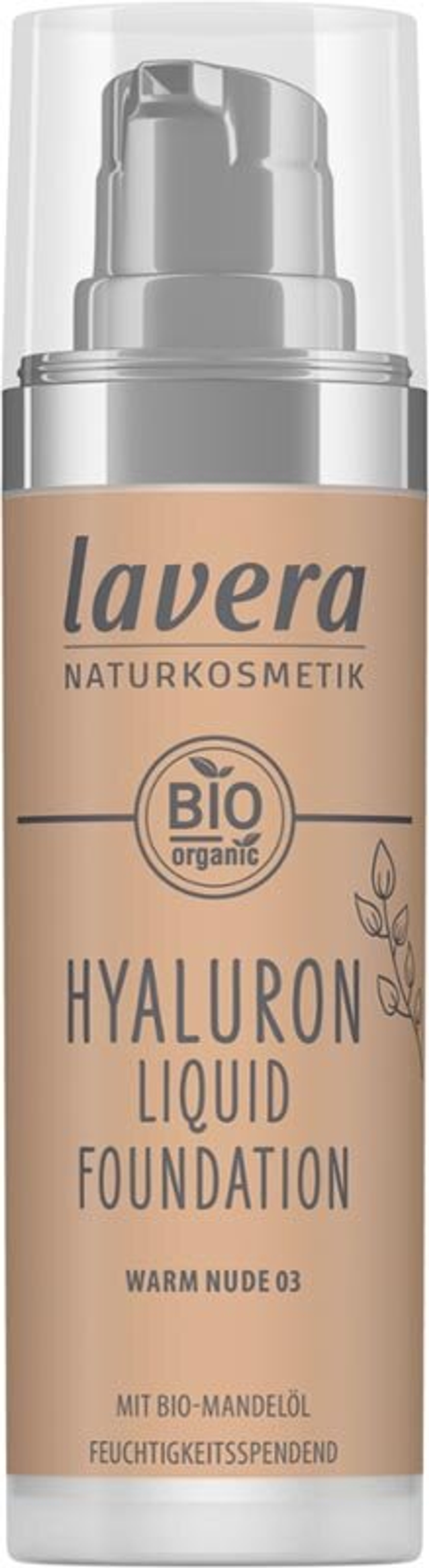 Жидкая тональная основа Hyaluron Warm Nude 03 Lavera Naturkosmetik, 30 мл