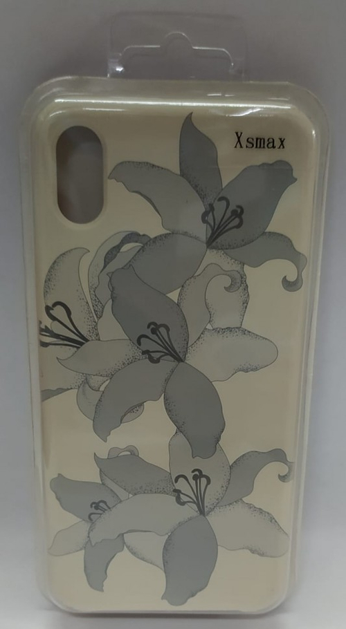 Накладка для i-Phone XS Max Silicone icase с рисунками, бежевый