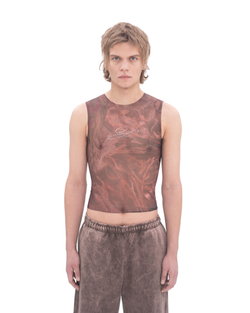 BROWN MESH TOP