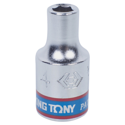 KING TONY (233504M) Головка торцевая стандартная шестигранная 1/4", 4 мм