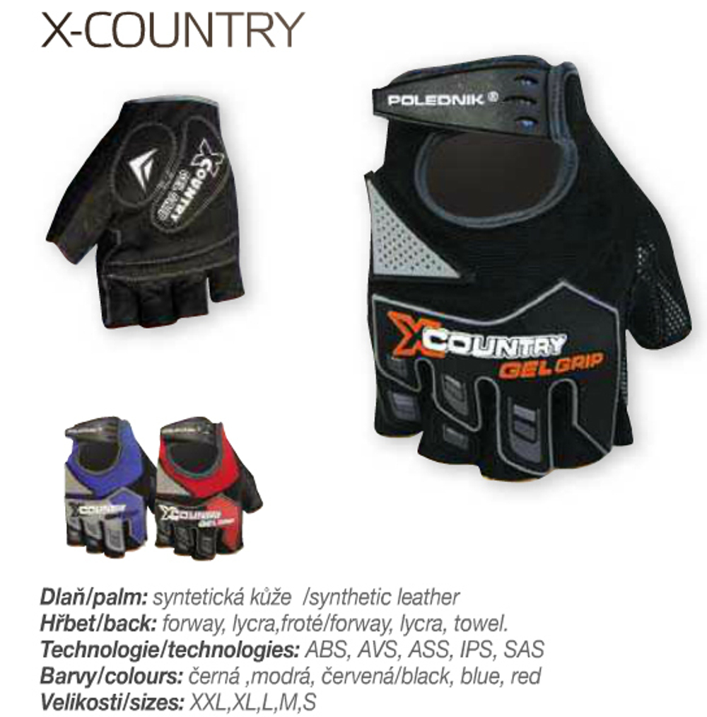 Велоперчатки Polednik X-COUNTRY  NEW р. 12 XXL Black,Blue,Red