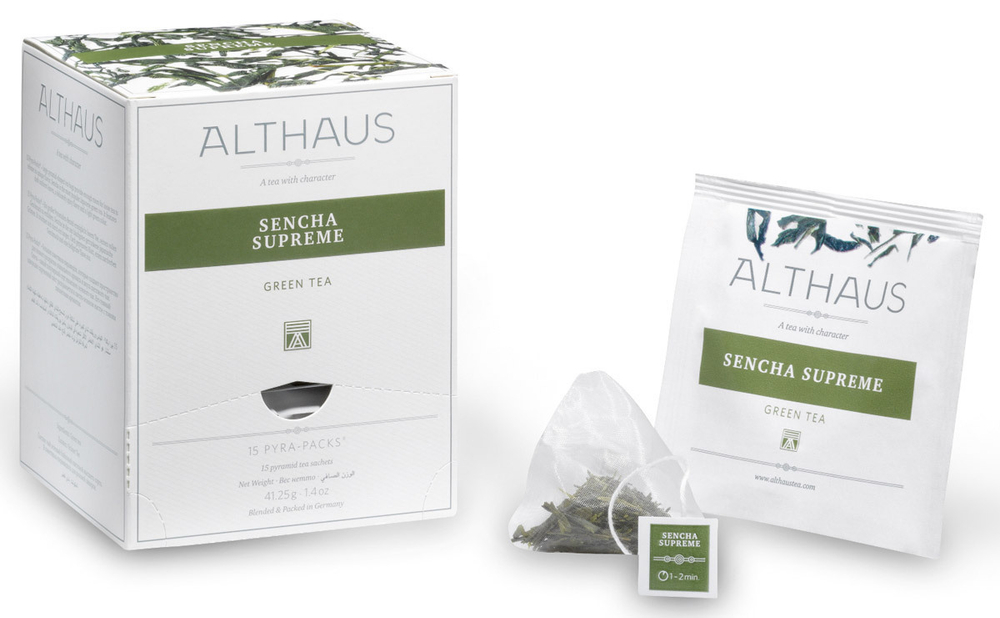Чай зеленый Althaus Sencha Supreme в пирамидках, 15 шт