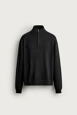 ZARA СВИТЕР НА МОЛНИИ, ЧЕРНЫЙ