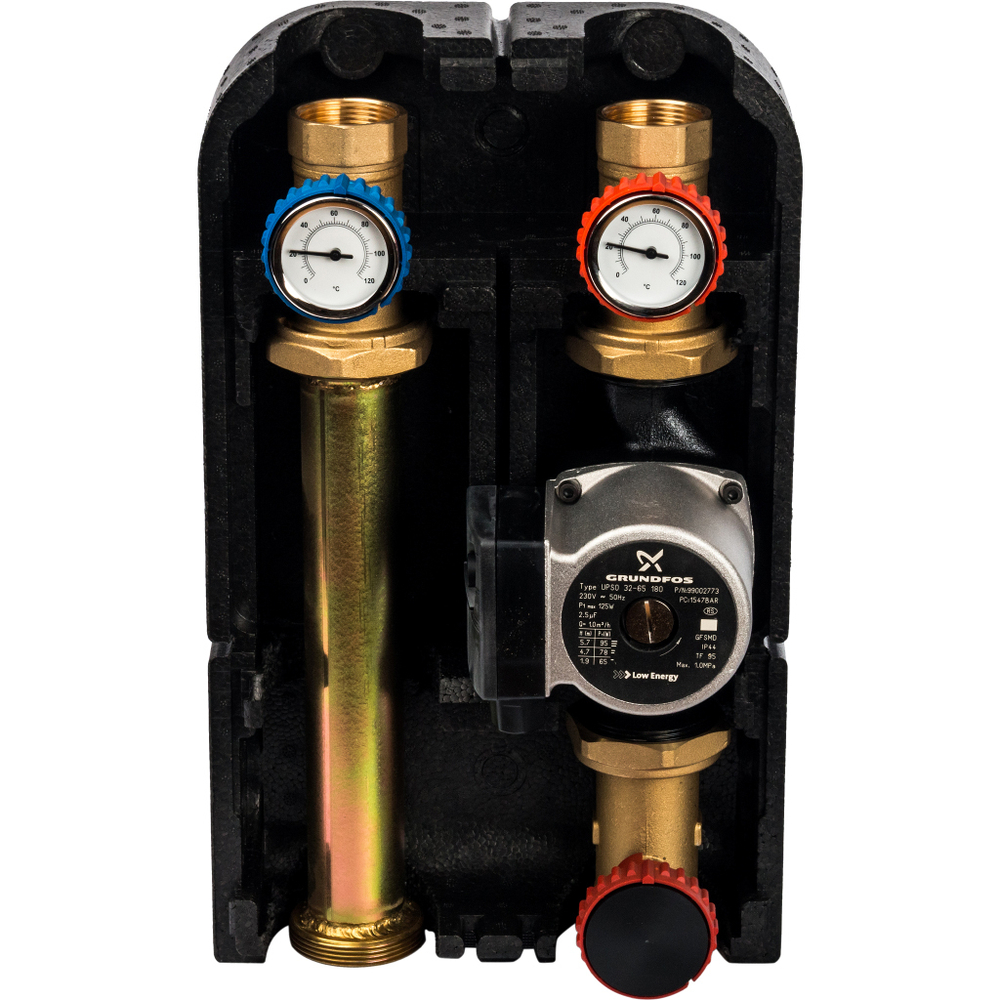 Насосная группа с прямым контуром 1" с насосом Grundfos UPSO 25-65 в теплоизоляции DN 32