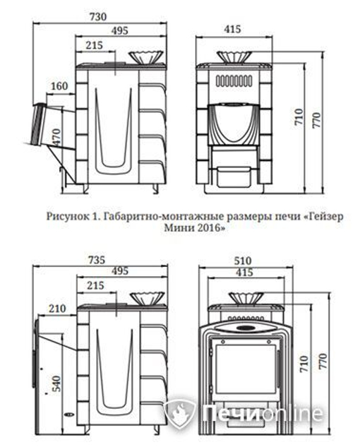 Дровяная печь-каменка TMF Гейзер Мини 2016 Carbon ДН КТК ЗК ТО антрацит