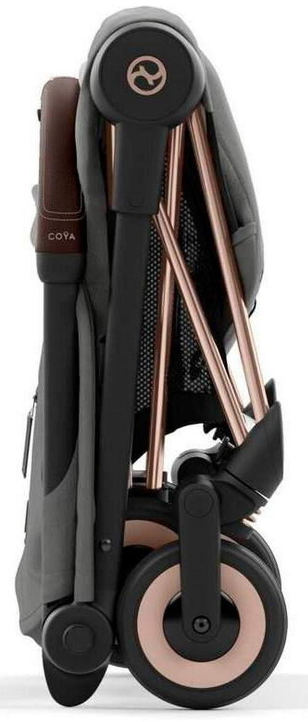 Коляска Cybex Coya Rosegold Frame Cloud T i-Size Sepia Black Plus Mirage Grey с дождевиком и бампером