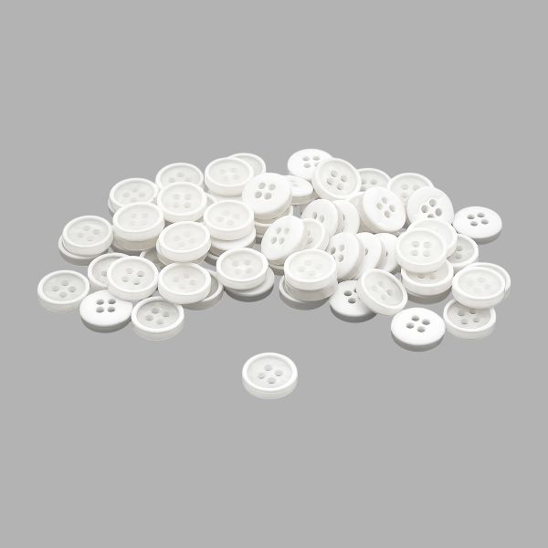 Пуговицы 4 прокола 18L=11 мм, пластик (Wht-01 белый), CB_M-57, 72 шт