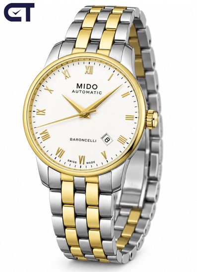 Mido Baroncelli Date Automatic M8600.9.26.1 с автоподзаводом и стальным браслетом мужские швейцарские часы