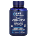Life Extension, суперомега-3 плюс, 120 капсул