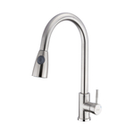 Смеситель для кухни душ 35к F60899-1 FRAP (выс.пов.излив, ВЫДВИЖ.ЛЕЙКА 2 реж, п/гайку, САТИН, нерж)