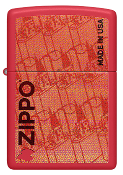 Зажигалка ZIPPO Made in USA Design с покрытием Red Matte, латунь/сталь, красная, 38x13x57 мм, шт