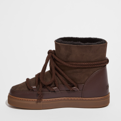 Высокие комбинированные кеды INUIKII Sneaker Classic Dark Brown на меху