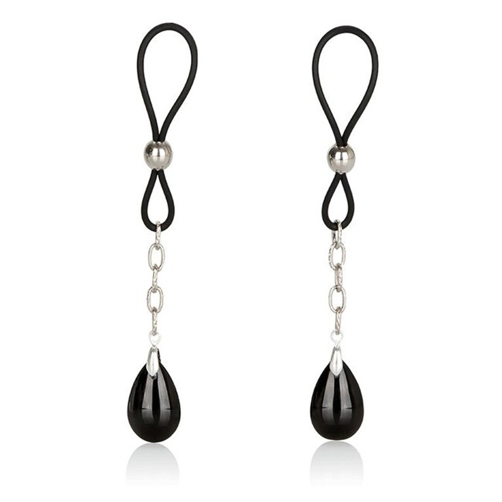 Зажимы на соски Nipple Play Non - Piercing Nipple Jewelry , Onyx (Цвет: черный с серебряным)