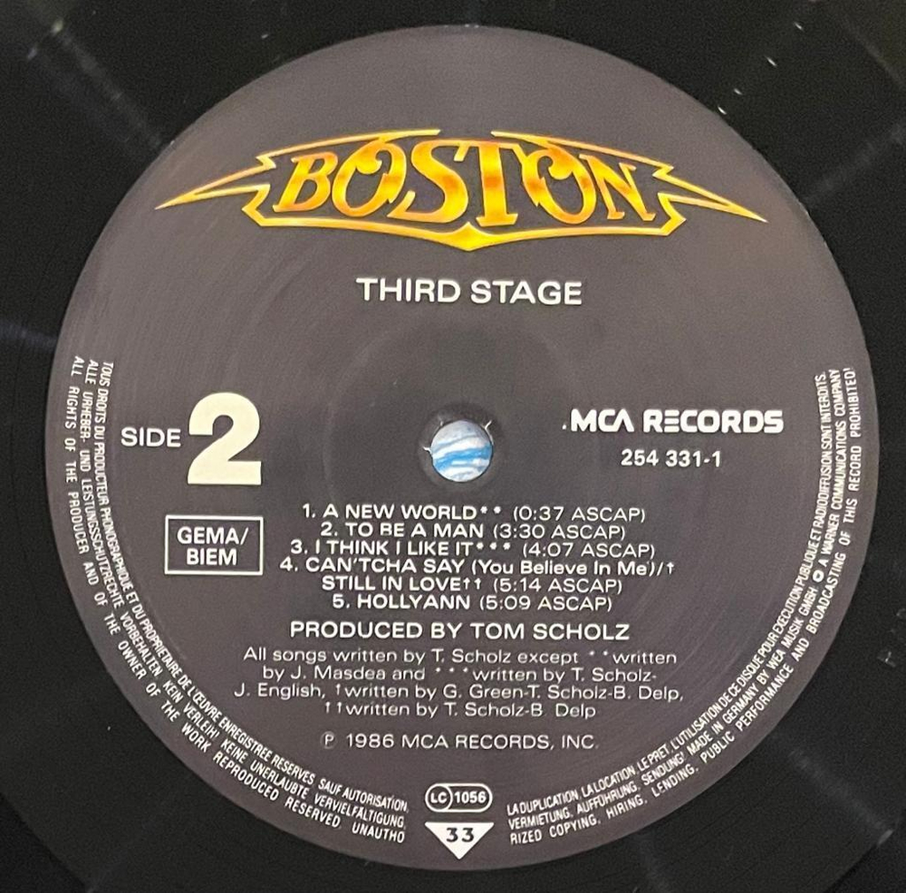 Boston- Third Stage (Европа 1986г.)