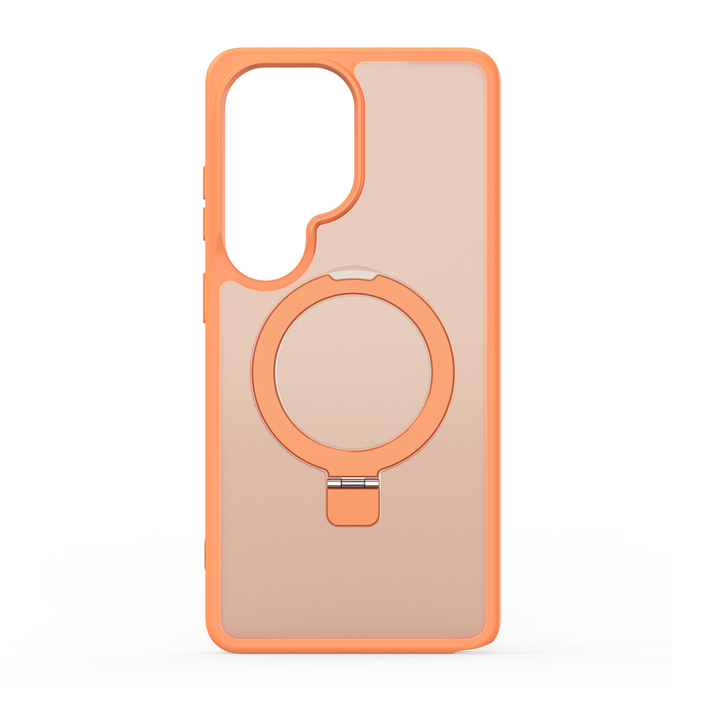 Чехол оранжевого цвета с MagSafe для Samsung Galaxy S26 Ultra, серия Yind Series Case от Dux Ducis (версия с магнитной откидной подставкой)