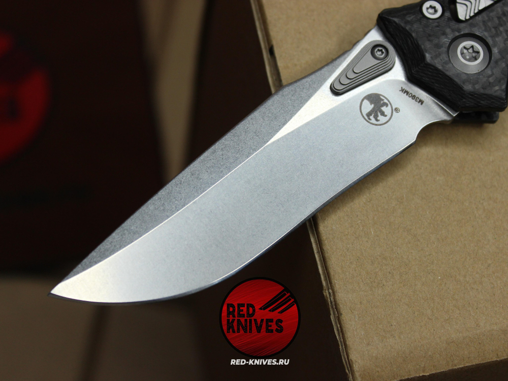 Нож Microtech Amphibian Carbon - рукоять чистый карбон, клинок стоунвош RK/461