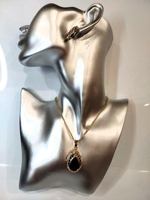Комплект бижутерии. Набор подвеска с серьгами "Артемида" с синтетическим изумрудом.