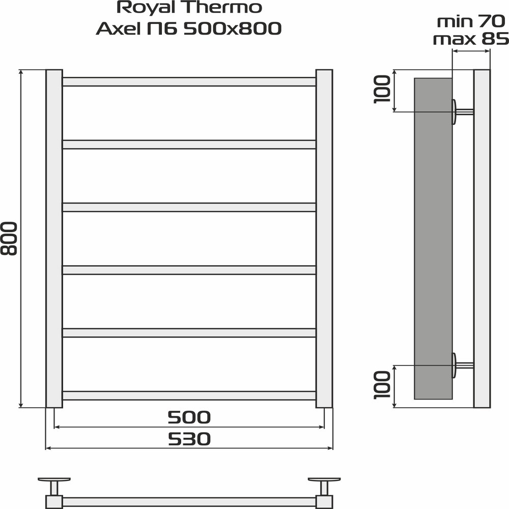 Полотенцесушитель Royal Thermo Axel П6 500х800 стальной
