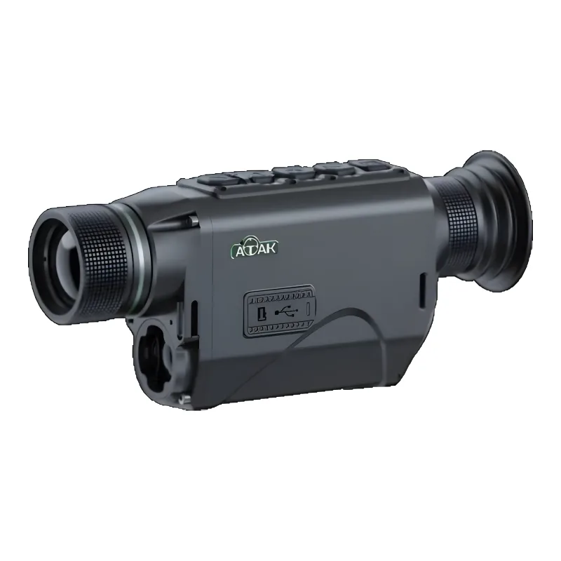 Тепловизионный монокуляр ATAK HT13-35LRF PRO (с дальномером) - вид сбоку, корпусные кнопки и окуляр
