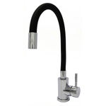 Смеситель для кухни 35k MIXLINE МЛНС-0325Х ЧЕРНЫЙ гибкий силиконовый излив, п/гайку ХРОМ