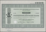 Хельфенберг. Акционерное общество химической фабрики Акция 1 000 марок 1966 г. № 00525.