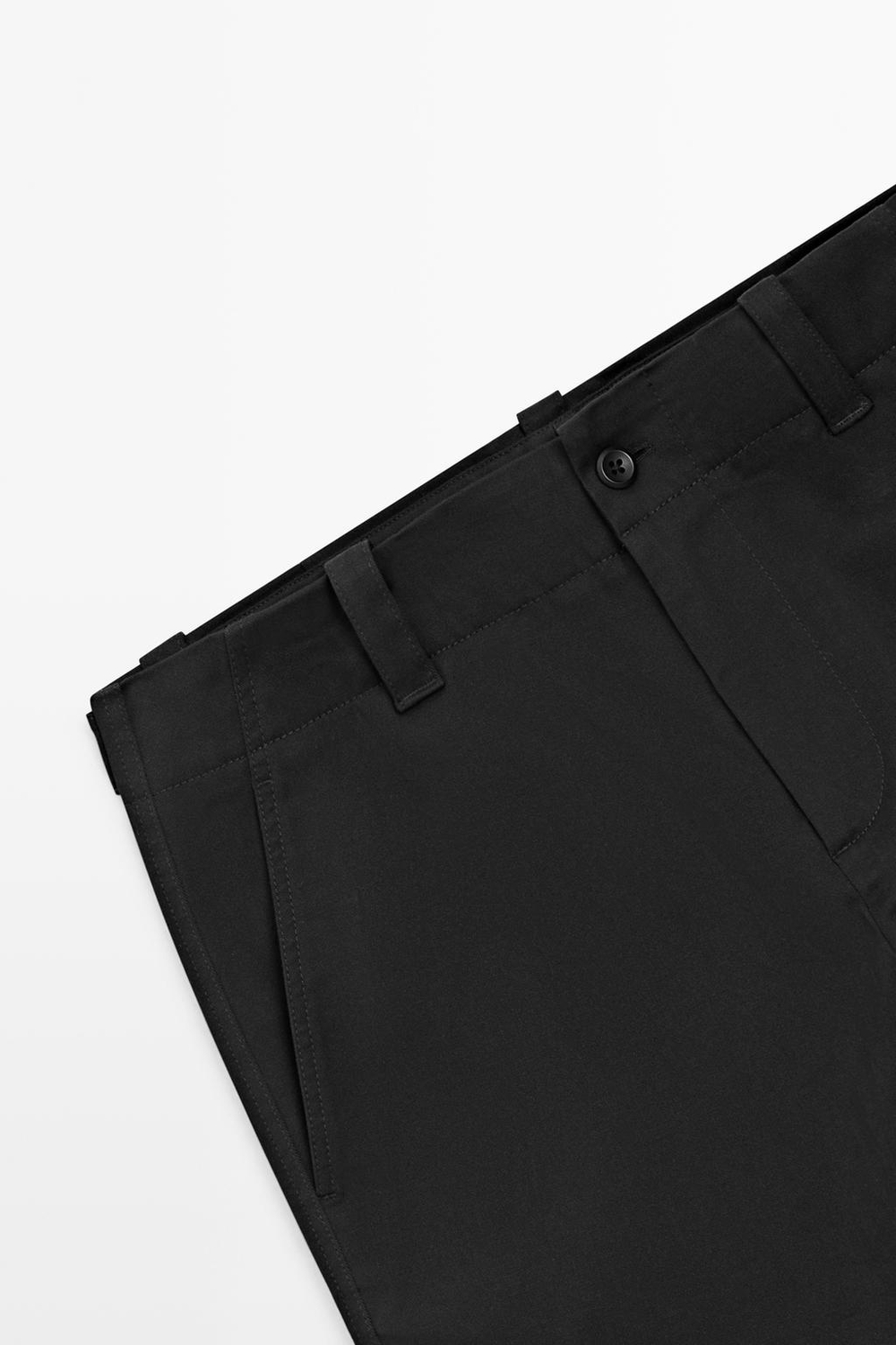 Massimo Dutti Брюки из смесового хлопка с деталью на талии, черный