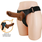 Женский коричневый страпон 20см со стыковочной платформой Pretty Love Harness Briefs Micheal BW-022092NR