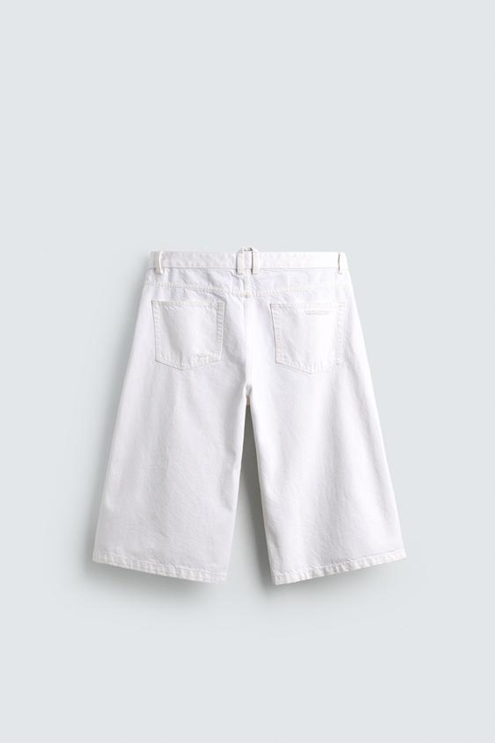 ZARA ШОРТЫ ИЗ ДЕНИМА RELAXED FIT С РАЗРЕЗАМИ, БЕЛЫЙ