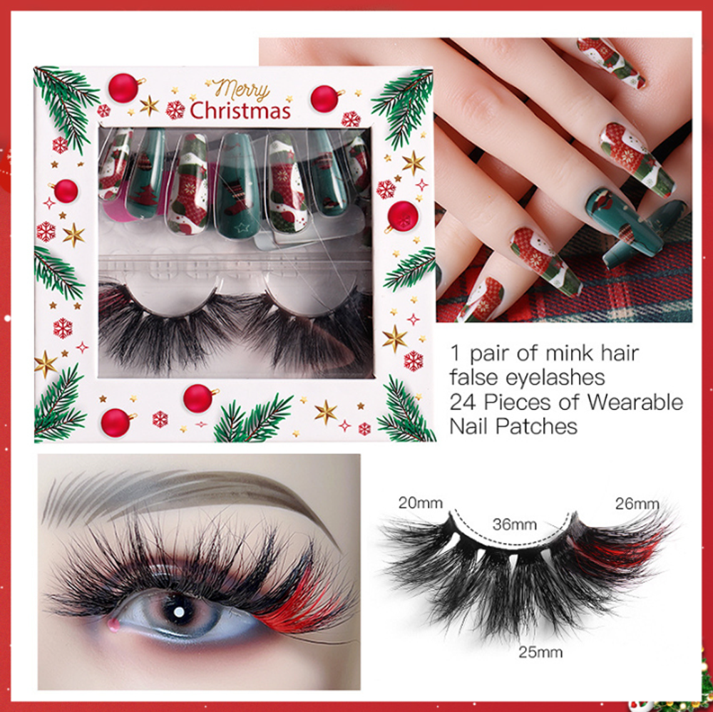 Набор накладных ногтей и ресниц "Christmas Warm"