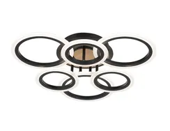 Люстра потолочная светодиодная Rilon 3308/3+3 BLACK+WOOD, 90 Вт, чёрная