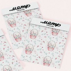 Ткань флис зайцы в корзине
