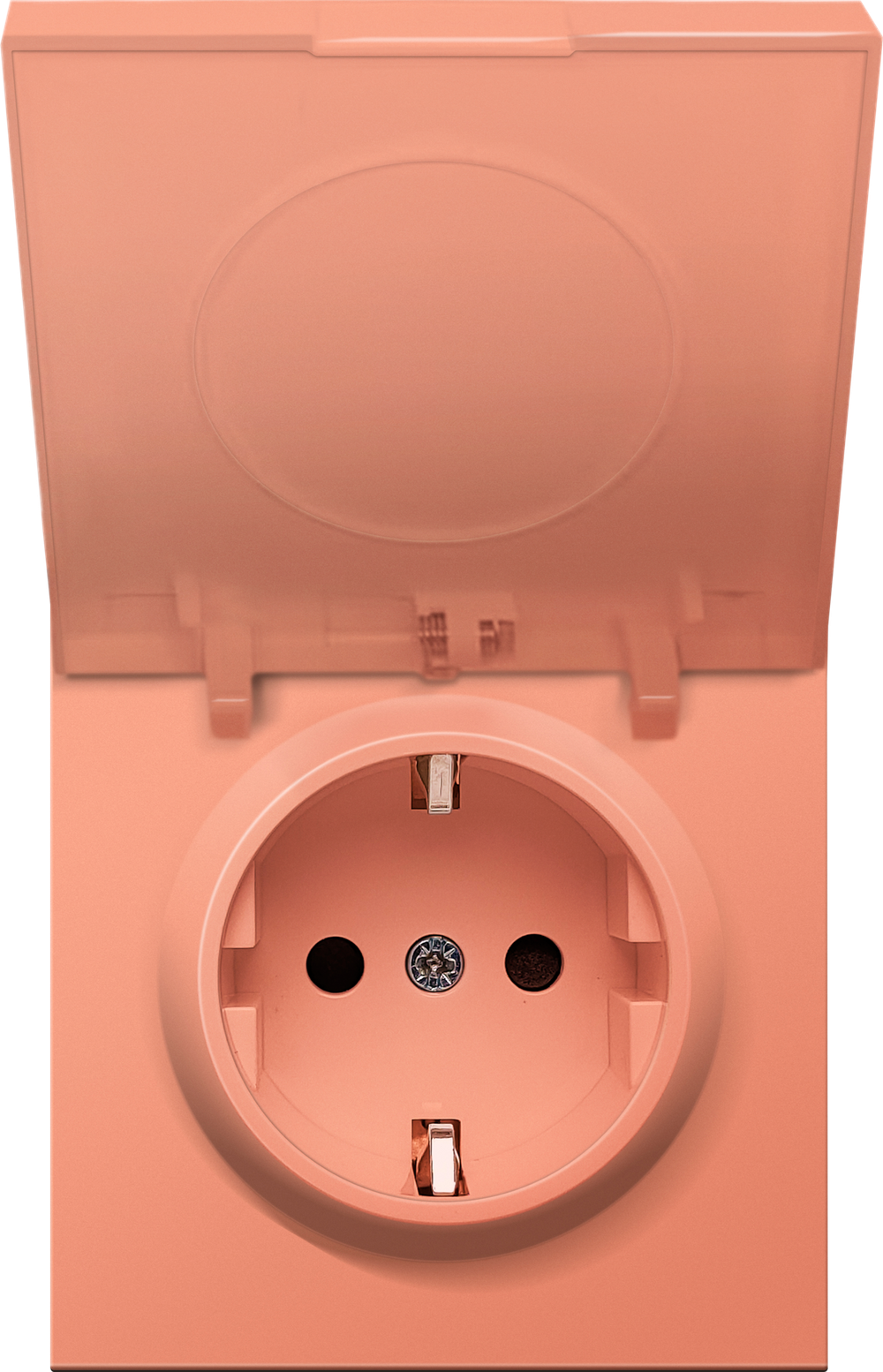 Накладка для розетки Schuko с крышкой, 16A 250 В~, матовый коралл, серия R98