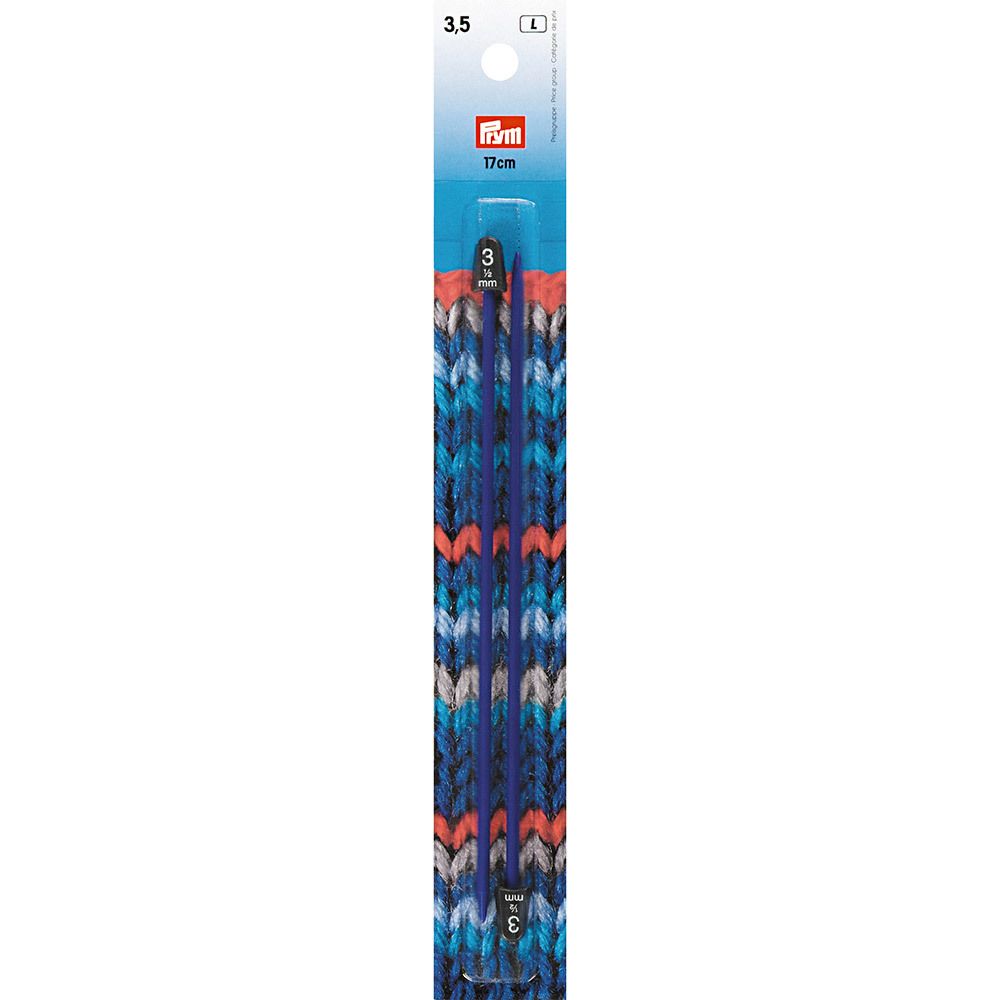 Спицы прямые ⌀3.5 мм, 17 см, 2 шт, синие, Prym 218401