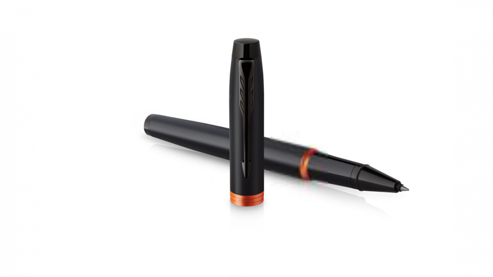 Ручка-роллер Parker IM Vibrant Rings Flame Orange, стержень:Fblk, в подарочной упаковке.