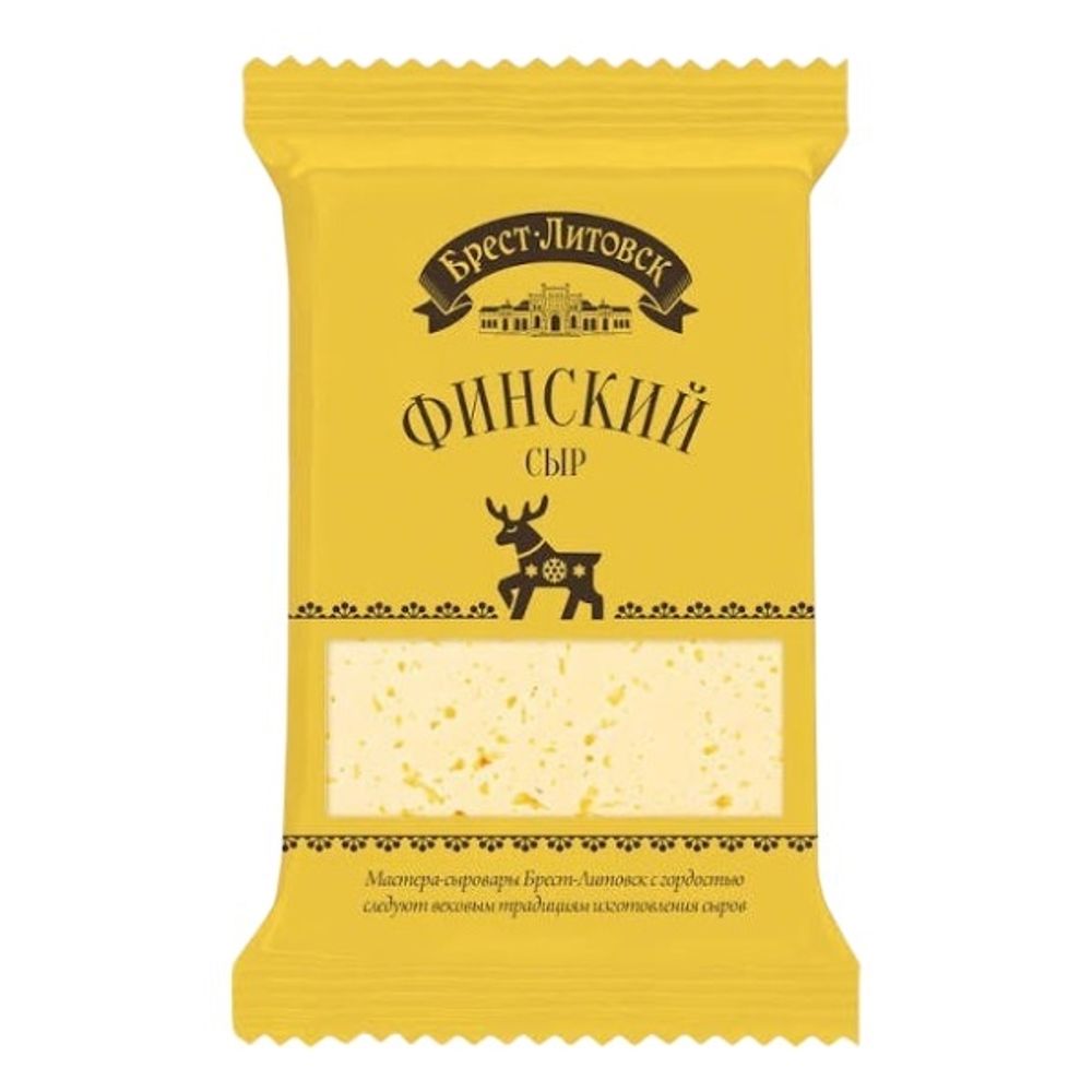 Сыр полутвердый Брест-Литовск финский м. д. ж. 45 % ВЕС.