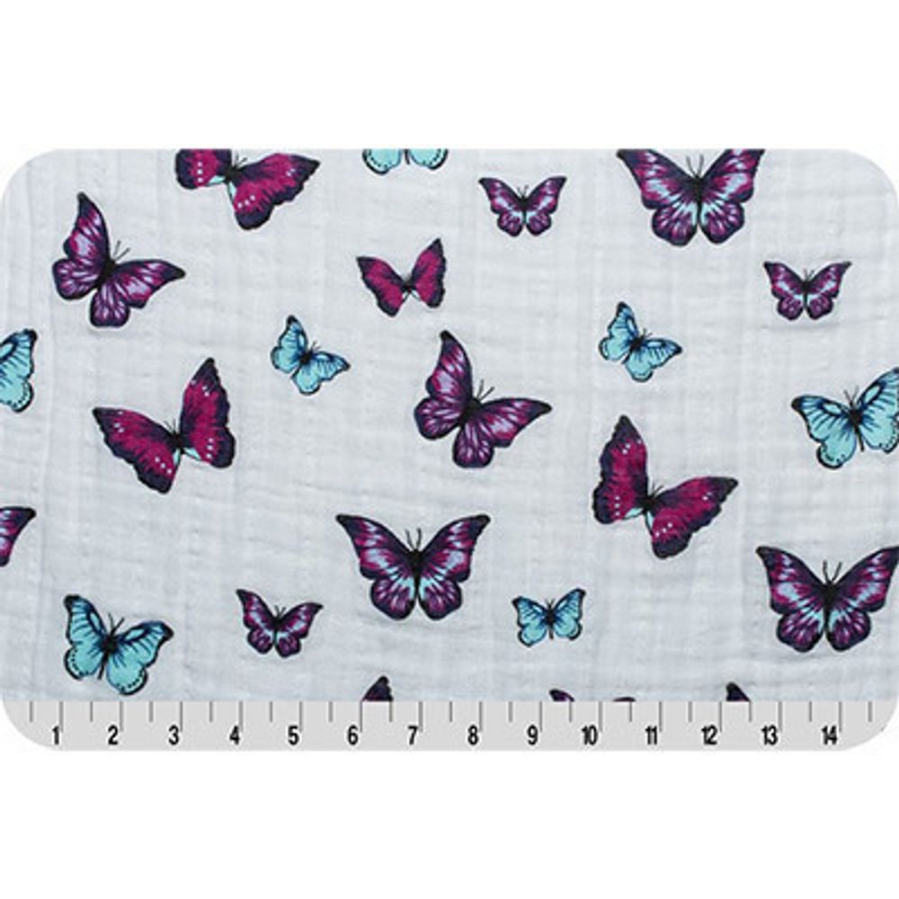 Ткань для пэчворка Peppy Embrace (марлевка), отрез 100х125 см, 120 г/м², empapillions magenta, Shannon Fabrics Ткань для пэчворка Peppy Embrace (марлевка), отрез 100х125 см, 120 г/м², empapillions magenta, Shannon Fabrics
