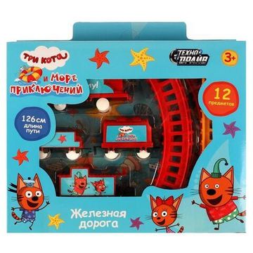 Железная дорога мультяшная Три Кота дл.пути 126,кор.25*20,5*4см ТЕХНОДРАЙВ