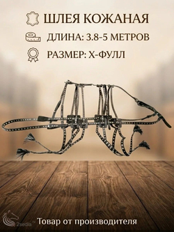 Шлея украшенная из кожи, размер х-фулл 3.8-5.0м