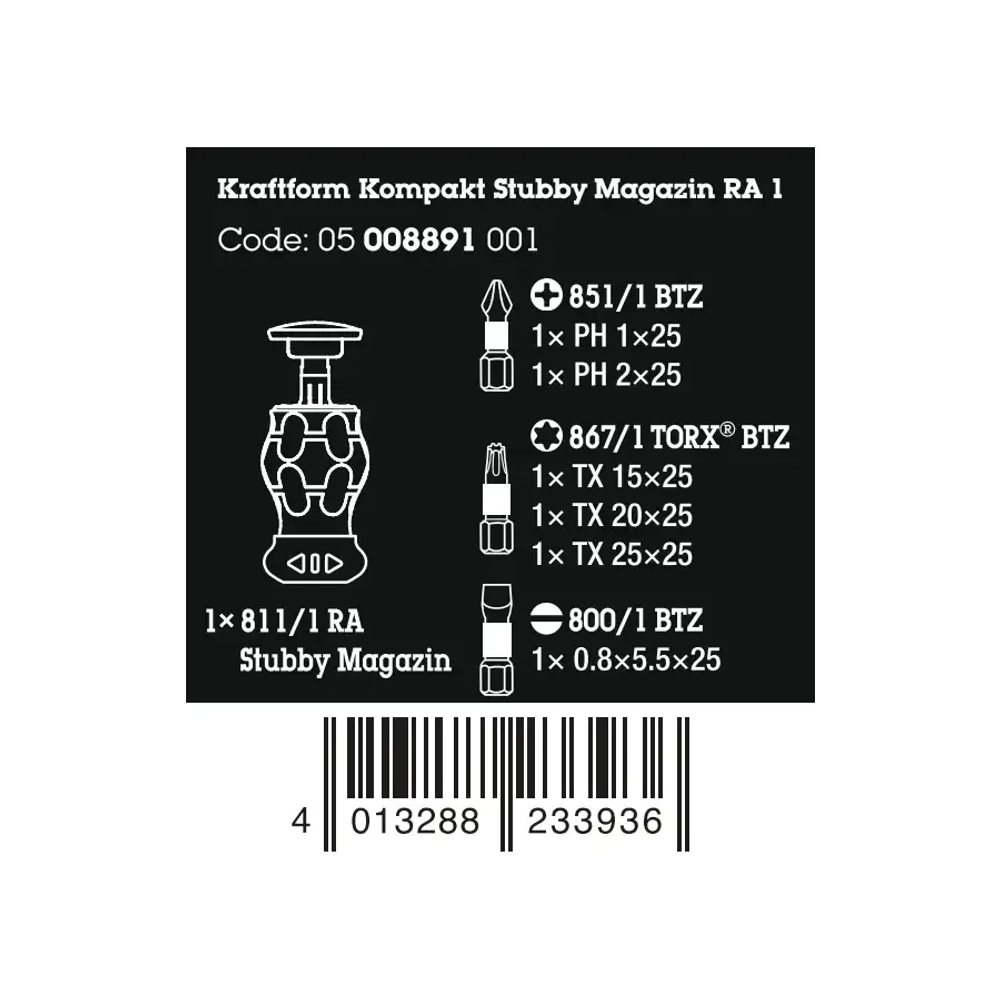 Набор Kraftform Kompakt Stubby Magazin RA 1 WERA 05008891001