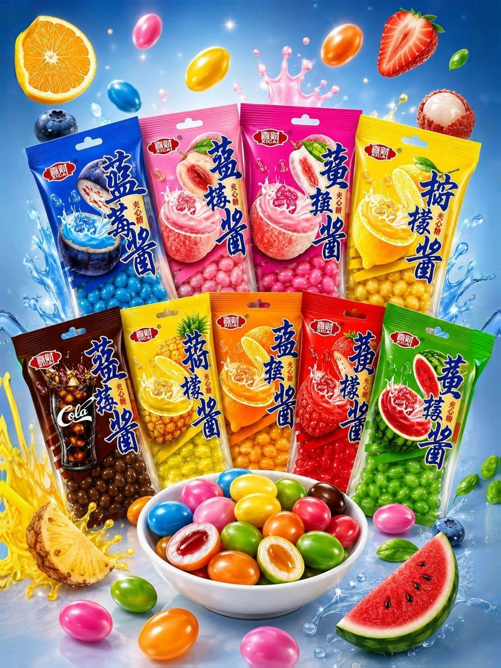 Жевательные драже-бобы, фруктовое ассорти, 35 г 20 шт