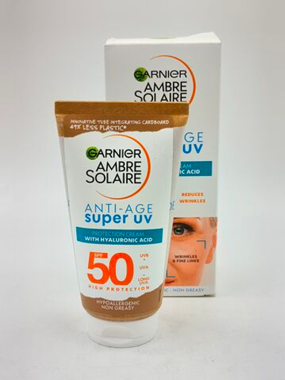 Крем для лица Ambre Solaire Anti-Age super UV SPF 50 с гиалуроновой кислотой 50 мл (Из Финляндии)