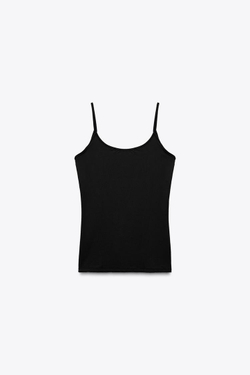ZARA ТОП ИЗ ПОЛИАМИДА НА ТОНКИХ БРЕТЕЛЯХ, ЧЕРНЫЙ