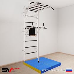Шведская стенка Sv Sport усиленная 6464 (Турник рукоход/Брусья/Канат/Трапеция/Мат 1м)