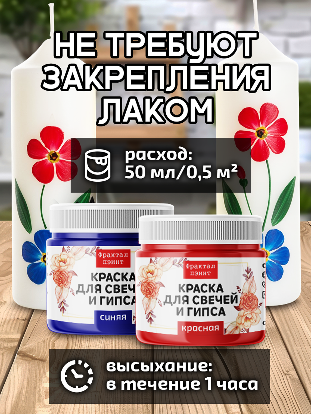Комбо красок для свечей и гипса (красная+синяя) 2х18мл