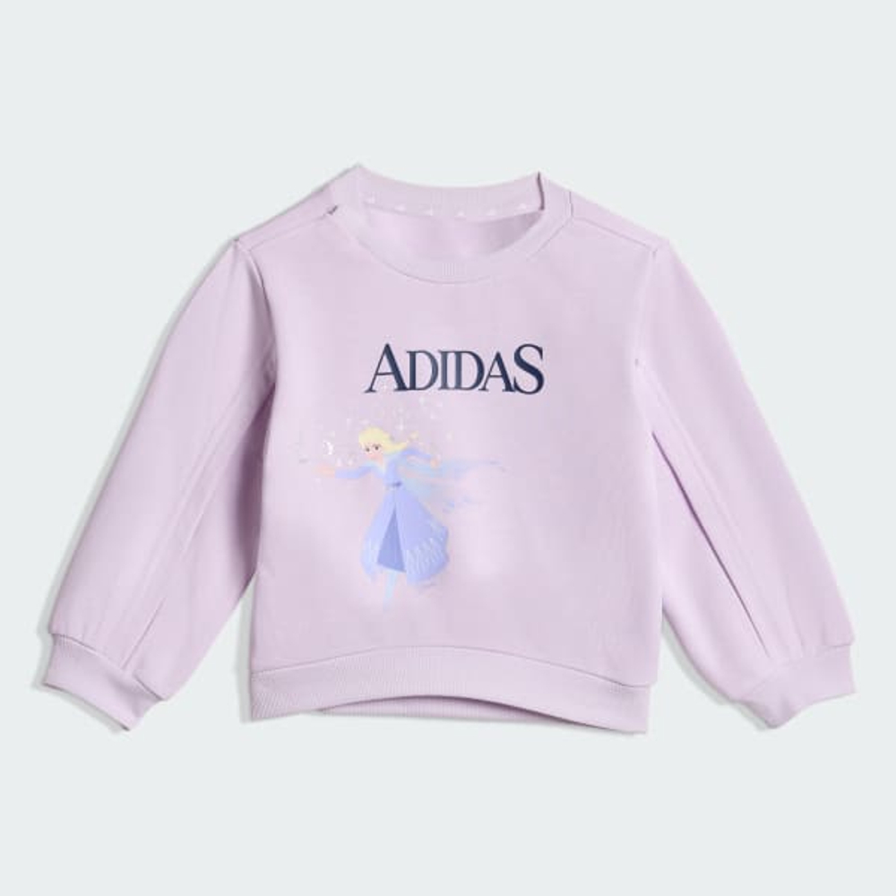 Adidas Спортивный комплект из футболки и штанов с принтом "Холодное сердце", лавандовый/темно-синий