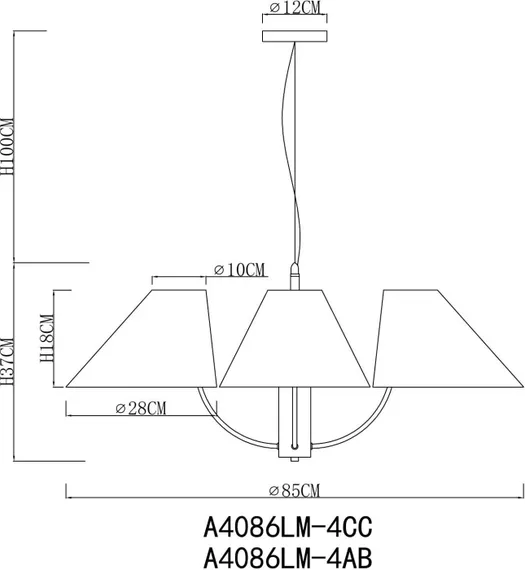 Подвесная люстра Rondo A4086LM-4AB Arte Lamp